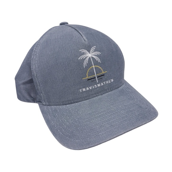 Travis Mathew Blue Gray Corduroy SnapBack Embroidered Hat - Picture 1 of 10